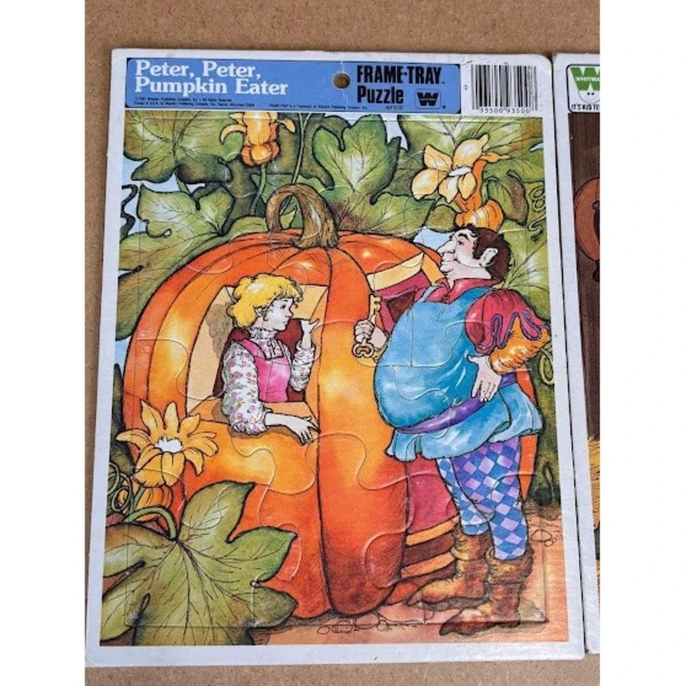 Whitman‎ Frame Tray Puzzles Lot Peter Peter Pumpkin Eater Fox Hound 1981 Vintage